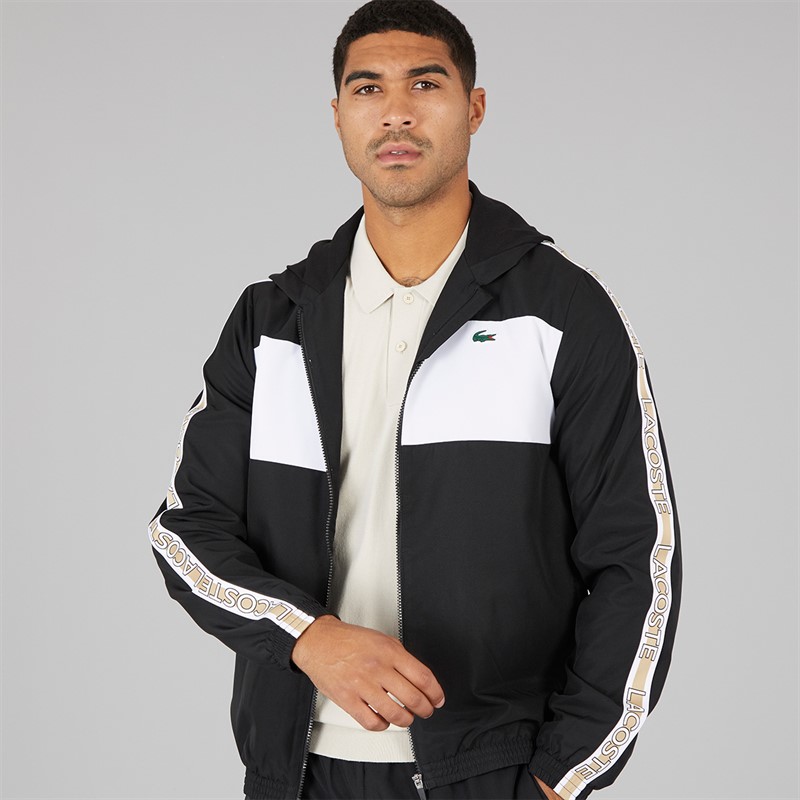 Lacoste Mens Colour Block Stripe Jacket Black/White