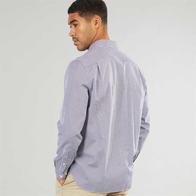 Lacoste Mens Checked Shirt White/Navy Blue