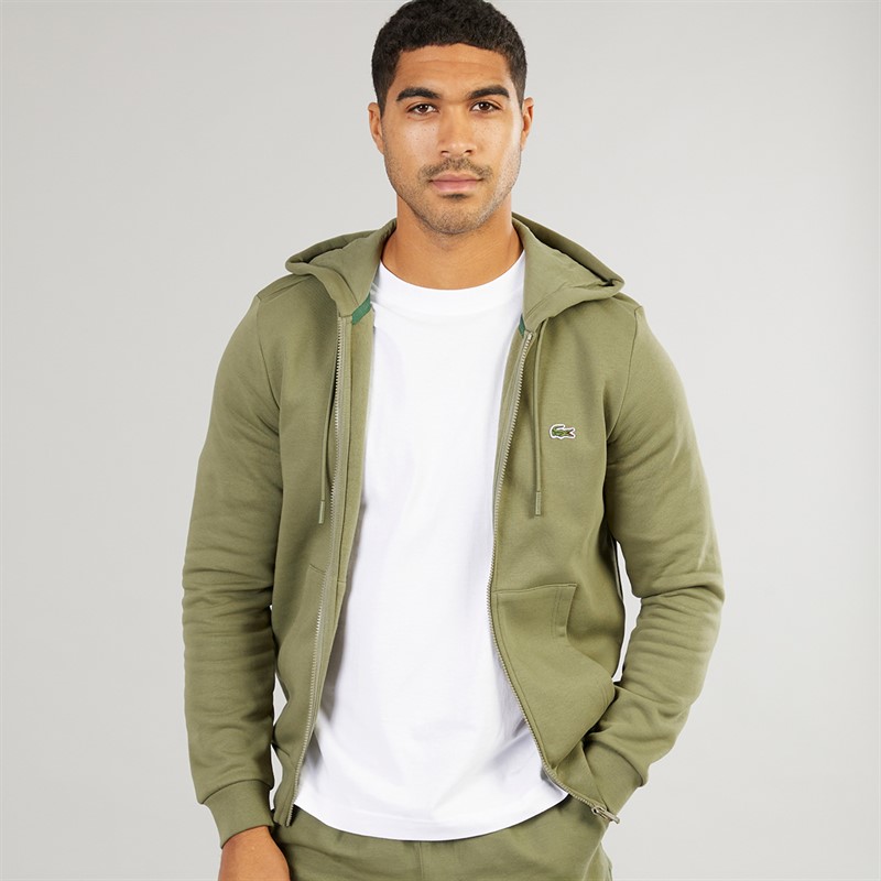 Lacoste Mens Zip Up Hoodie Khaki