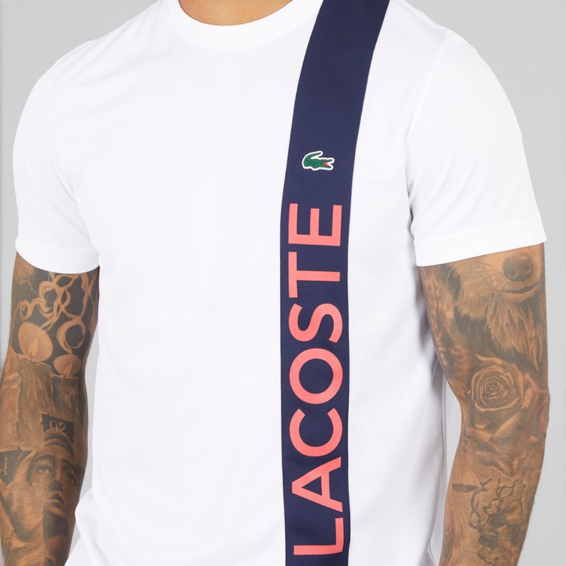 Lacoste Mens T-Shirt White/Navy Blue Grenadine