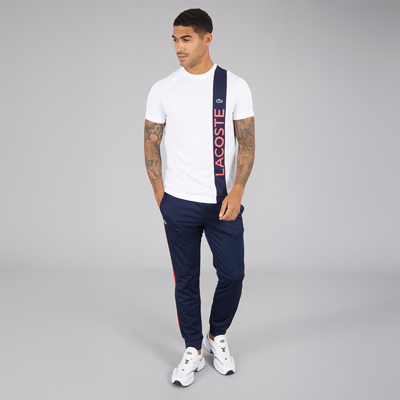 Lacoste Mens T-Shirt White/Navy Blue Grenadine