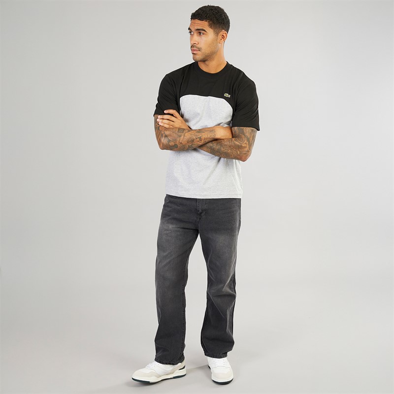 Lacoste Mens Colour Block T-Shirt Silver Chine/Black Silver Chine/Black Black