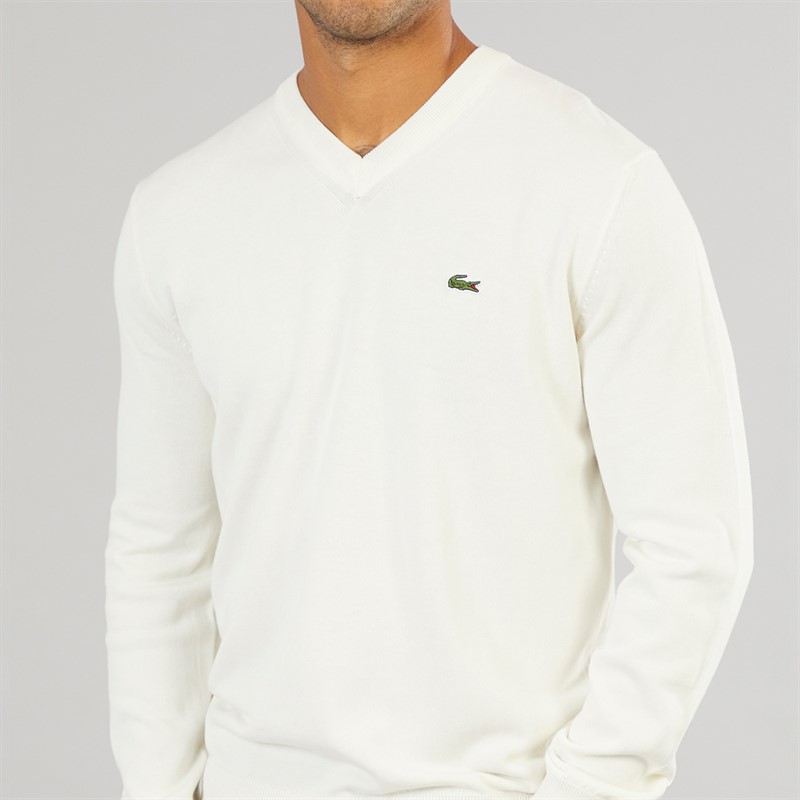 Lacoste Mens V-Neck Jumper Flour