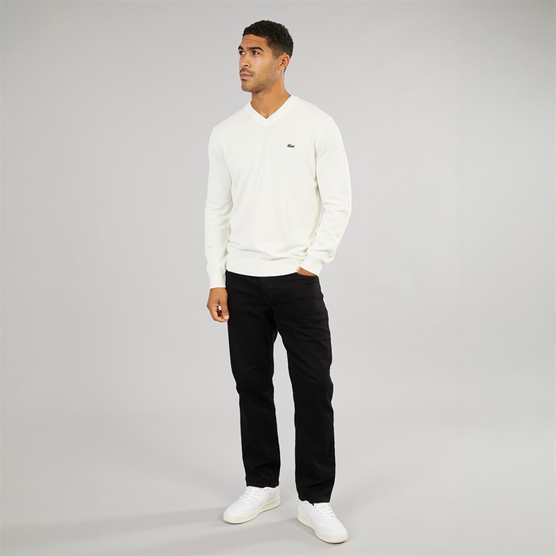 Lacoste Mens V-Neck Jumper Flour