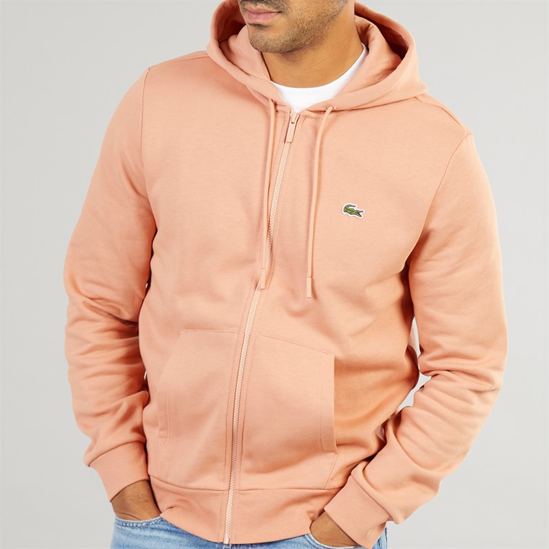 Lacoste Mens Zip Up Hoodie Latte