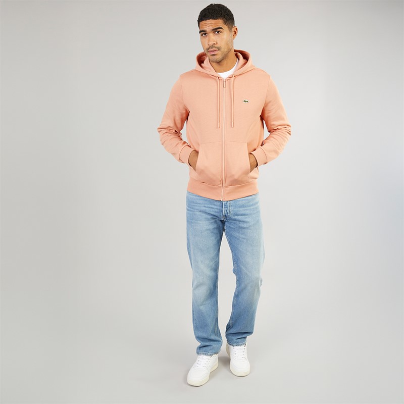 Lacoste Mens Zip Up Hoodie Latte