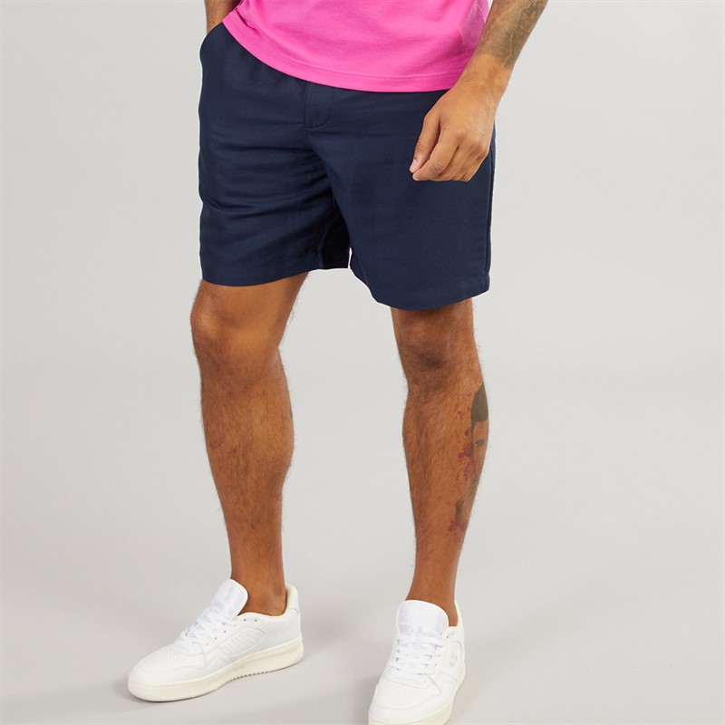 Lacoste Mens Linen Blend Shorts Navy Blue