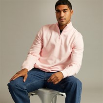 Lacoste Mens Quarter Zip Sweatshirt Flamingo