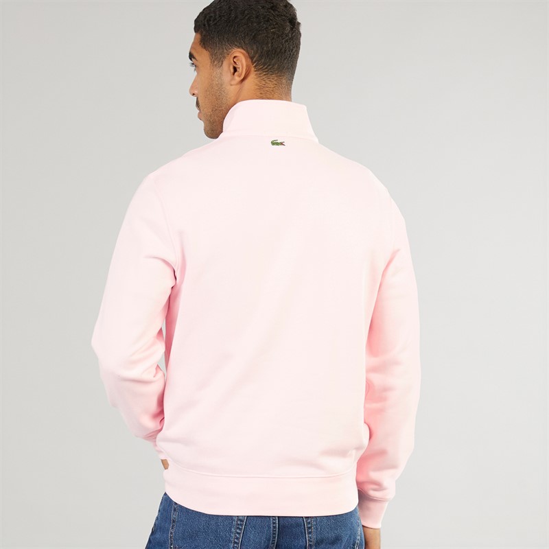 Lacoste Mens Quarter Zip Sweatshirt Flamingo