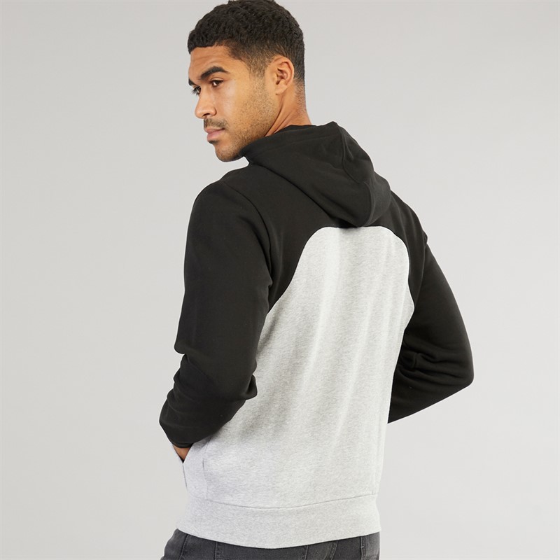 Lacoste Mens Colour Block Zip Up Hoodie Silver Chine/Black Black