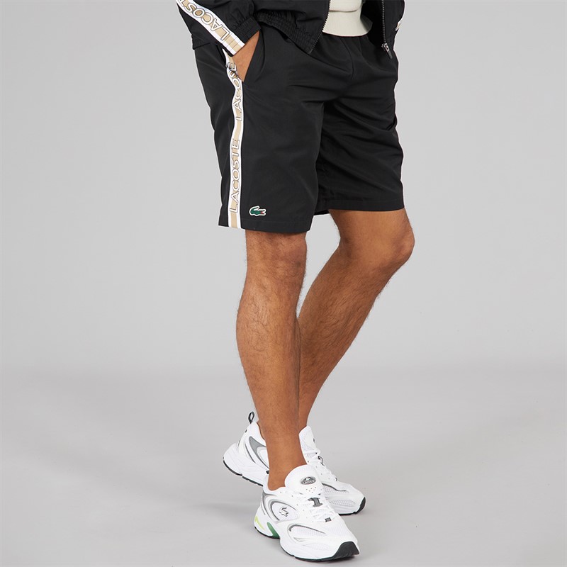 Lacoste Mens Logo Stripe Shorts Black