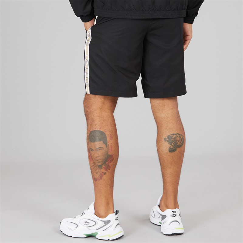 Lacoste Mens Logo Stripe Shorts Black