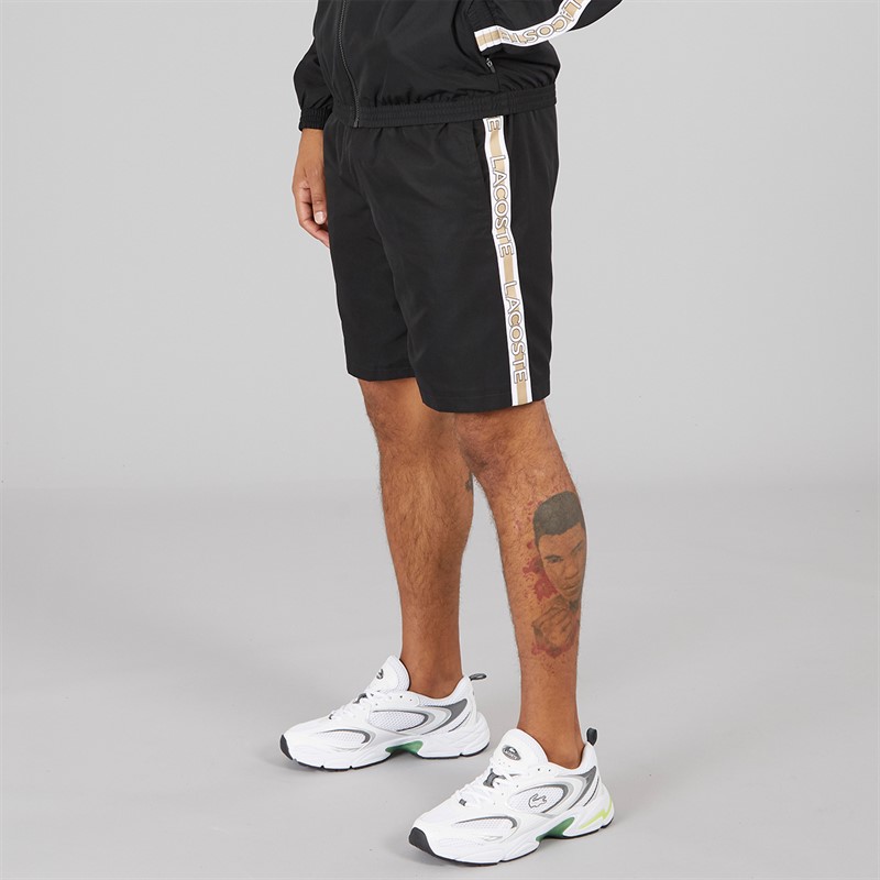 Lacoste Mens Logo Stripe Shorts Black