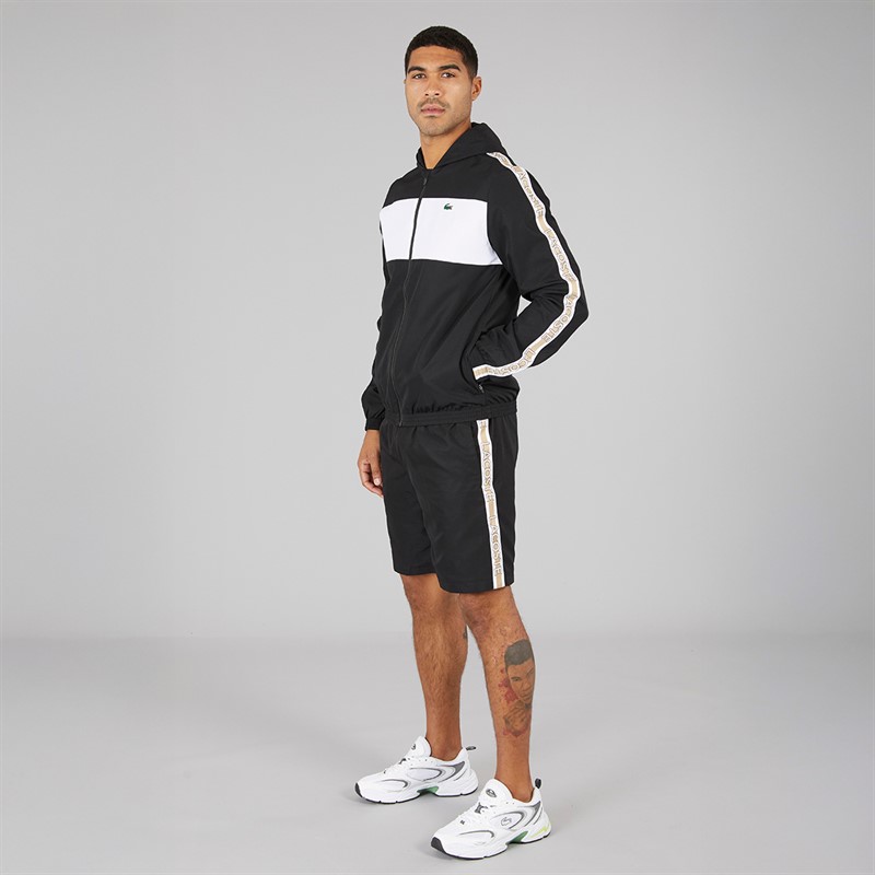 Lacoste Mens Logo Stripe Shorts Black