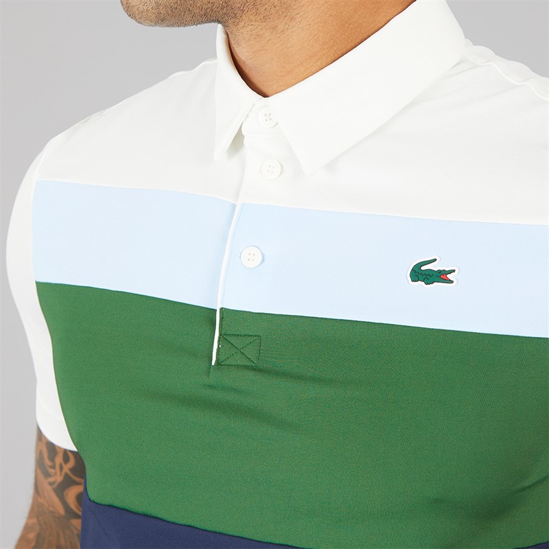 Lacoste Mens Colour Block Polo Shirt Flour/Green Rill
