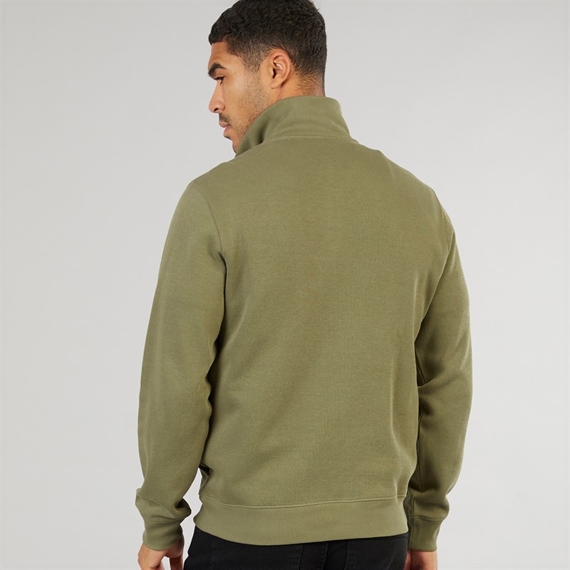 Lacoste Mens Quarter Zip Sweatshirt Khaki