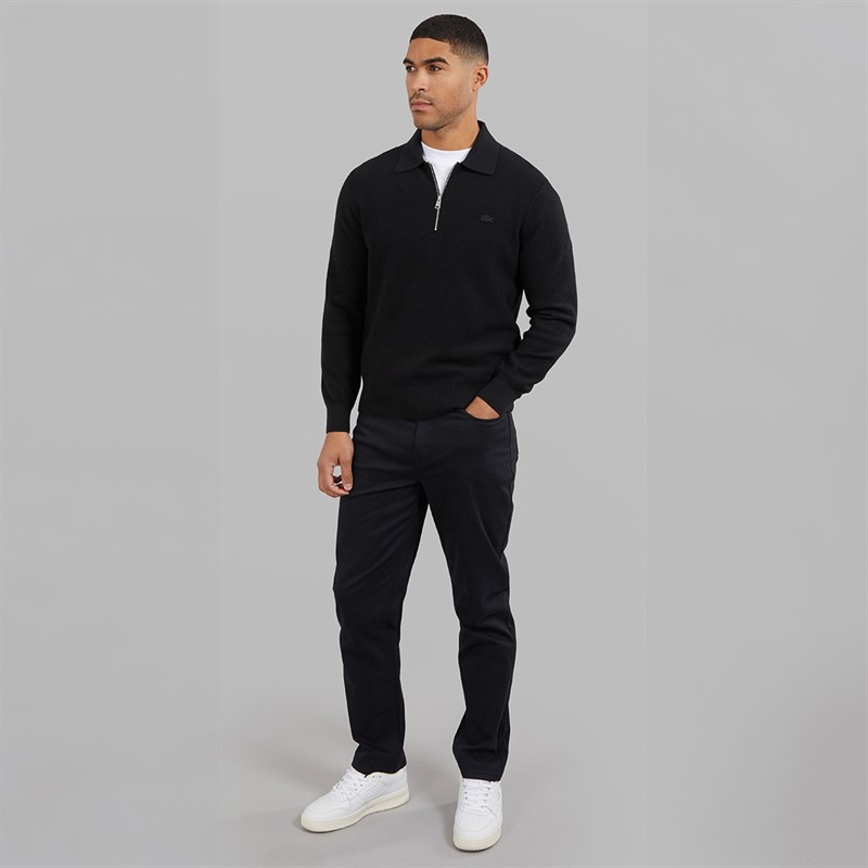 Lacoste Mens 1/4 Zip Polo Neck Jumper Black