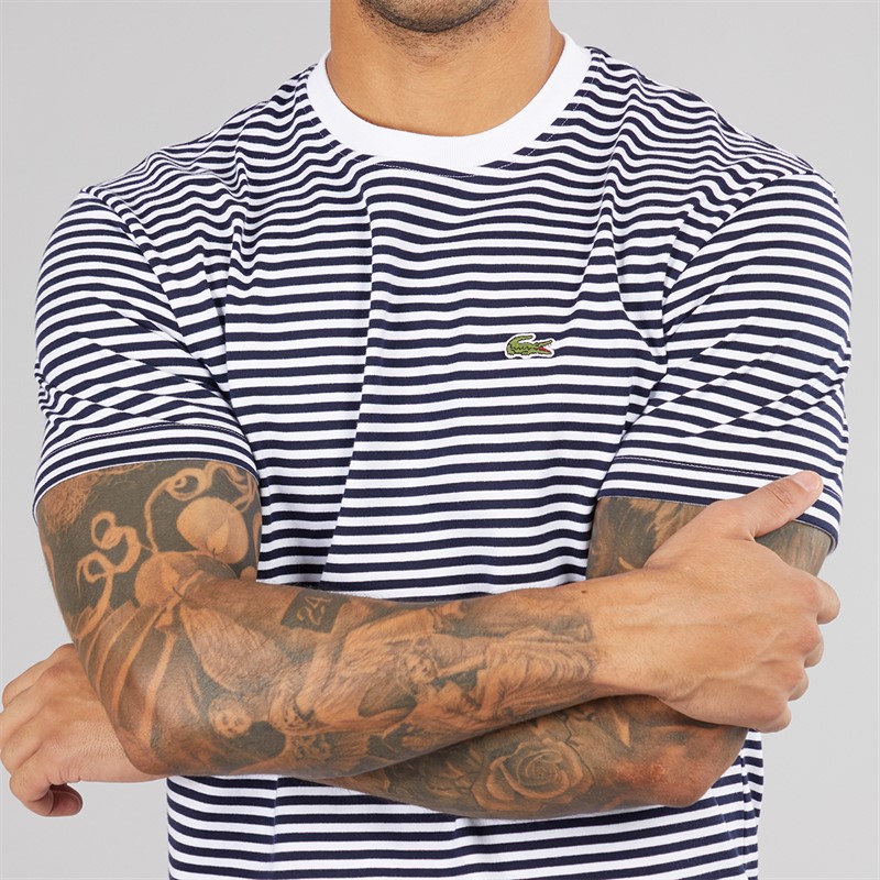 Lacoste Mens T-Shirt White/Navy Blue