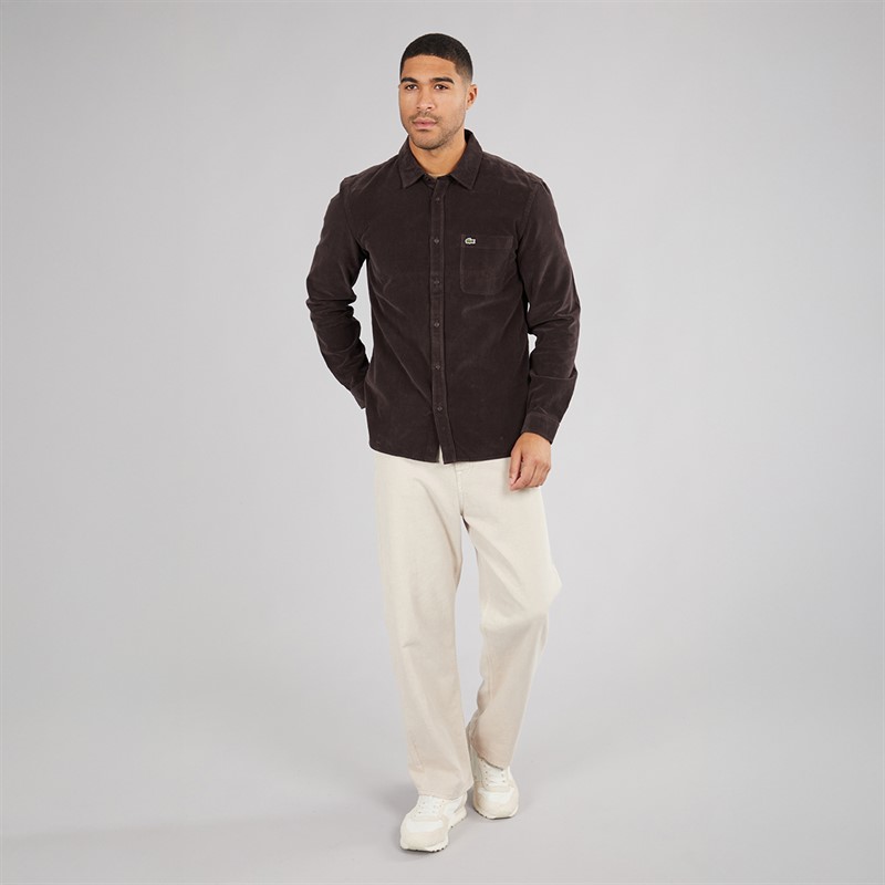 Lacoste Mens Long Sleeve Velour Shirt Port 0