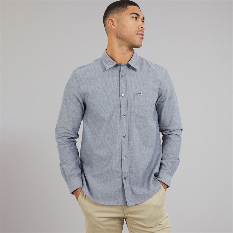 Lacoste Mens Long Sleeve Shirt Navy Blue/Flour