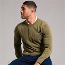 Lacoste Mens Crew Neck Jumper Olive