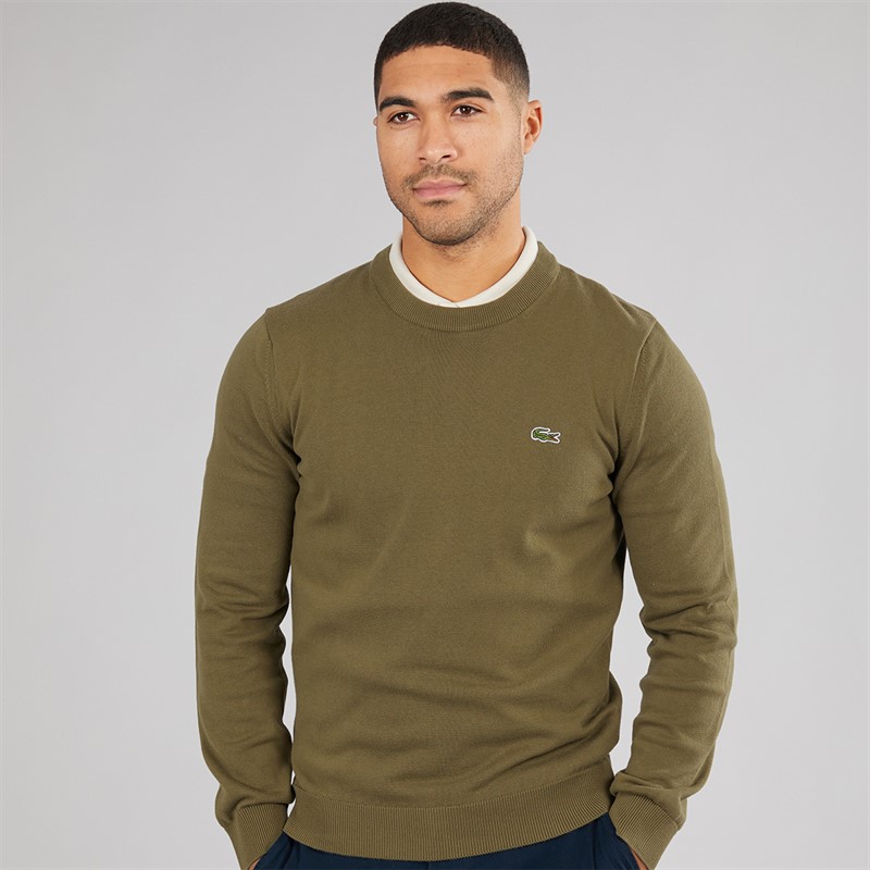 Lacoste Mens Crew Neck Jumper Olive