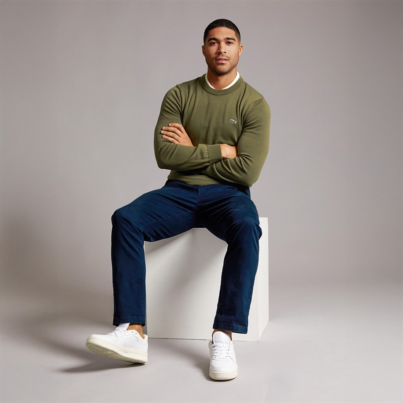 Lacoste Mens Crew Neck Jumper Olive