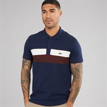 Lacoste Mens Polo Shirt Navy Blue/Flour Red Vermo