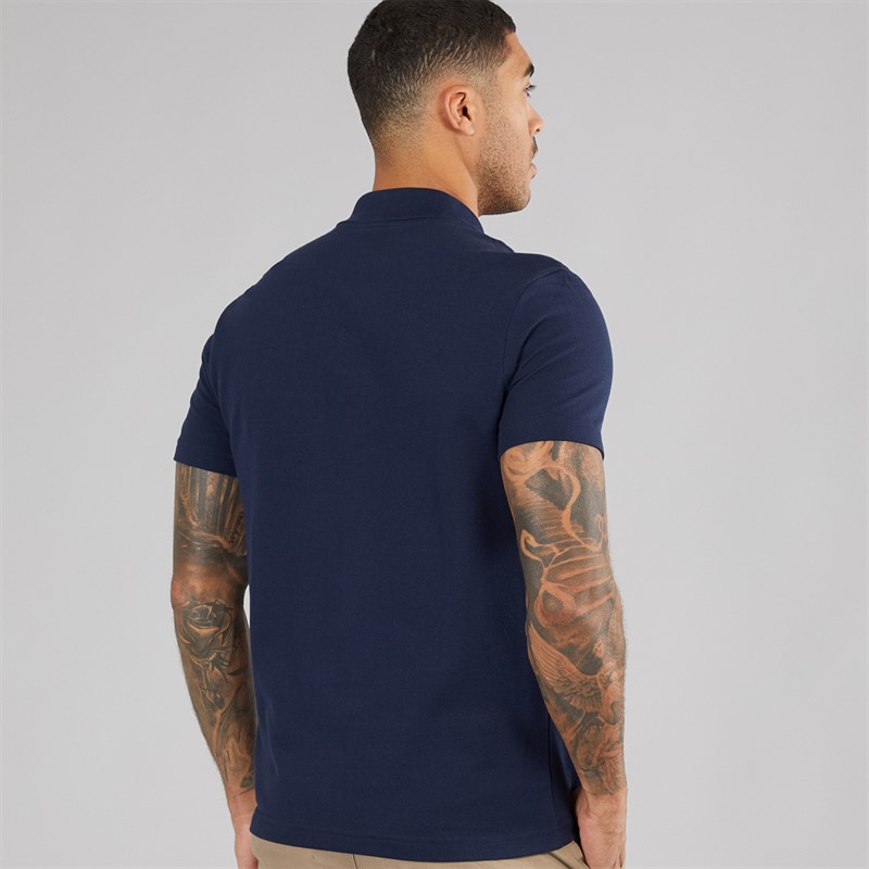 Lacoste Mens Polo Shirt Navy Blue/Flour Red Vermo