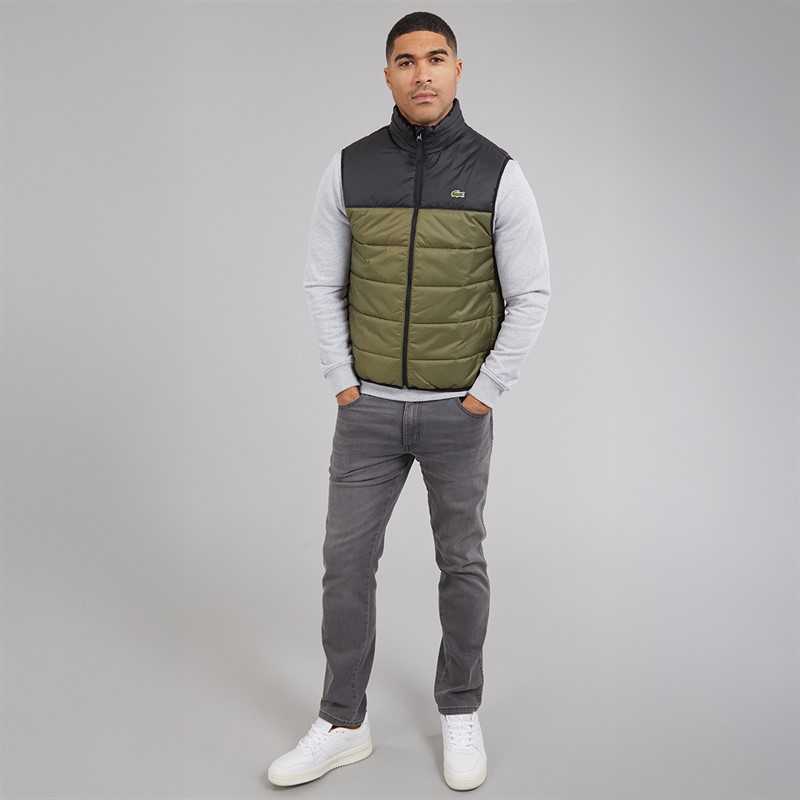 Lacoste Mens Puffer Gilet Olive/Black