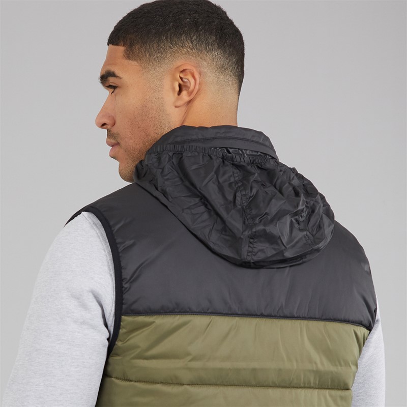 Lacoste Mens Puffer Gilet Olive/Black