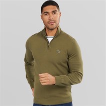 Lacoste Mens Half Zip Sweatshirt Olive