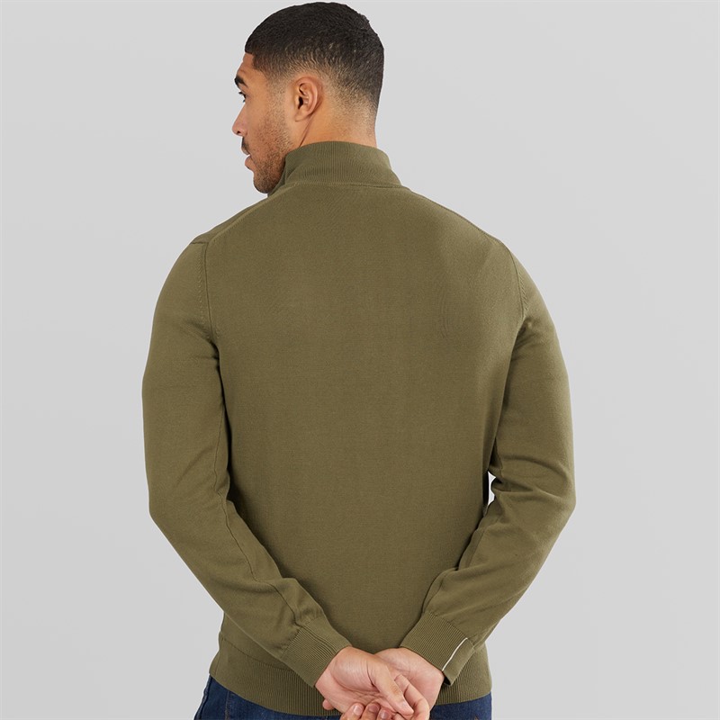 Lacoste Mens Half Zip Sweatshirt Olive