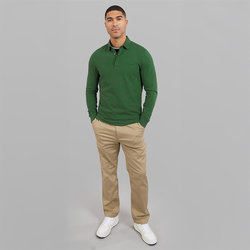 Lacoste Mens Long Sleeve Polo Shirt Green
