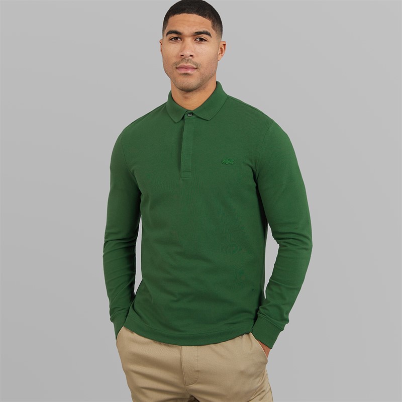 Lacoste Mens Long Sleeve Polo Shirt Green
