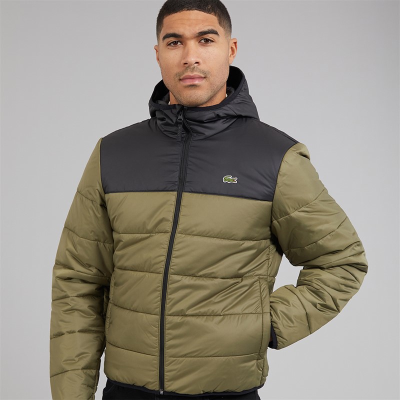 Lacoste Mens Puffer Coat Olive/Black