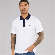 Lacoste Mens Polo Shirt White/Navy Blue