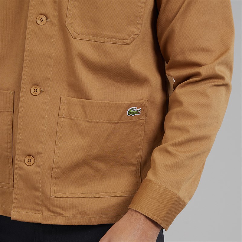 Lacoste Mens Long Sleeve Overshirt Date Brown