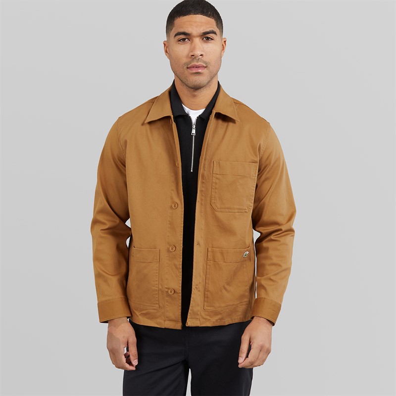 Lacoste Mens Long Sleeve Overshirt Date Brown