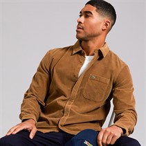 Lacoste Mens Long Sleeve Velour Shirt Date Brown