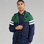 Lacoste Mens Water Repellent Hooded Jacket Navy Blue/Green/White