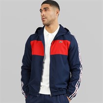Lacoste Mens Colour Block Logo Stripe Jacket Navy Blue/Red Navy Blue/Red
