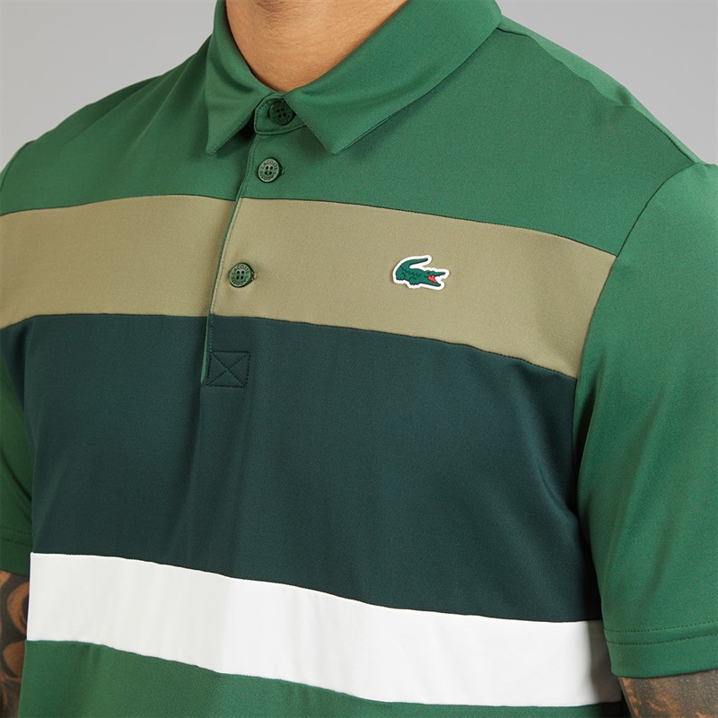 Lacoste Mens Regular Fit Colour Block Polo Shirt Green/Khaki Green