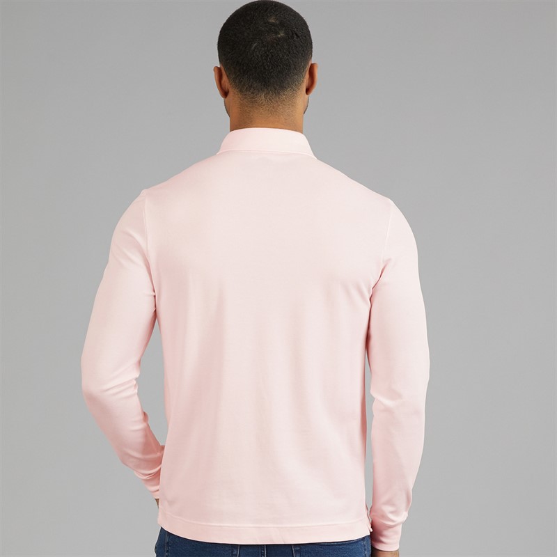 Lacoste Mens Regular Fit Stretch Long Sleeve Polo Shirt Light Pink