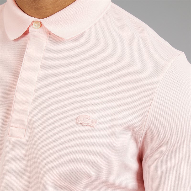 Lacoste Mens Regular Fit Stretch Long Sleeve Polo Shirt Light Pink