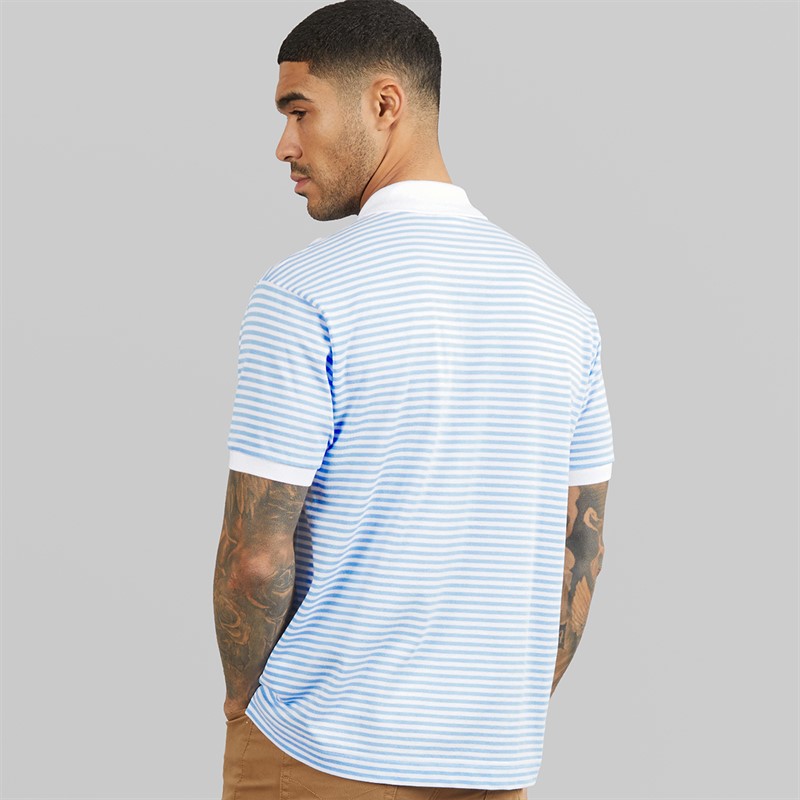 Lacoste Mens Stripe Polo Shirt White/Blue