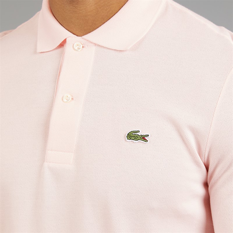 Lacoste Mens Classic Fit Long Sleeve Polo Shirt Light Pink