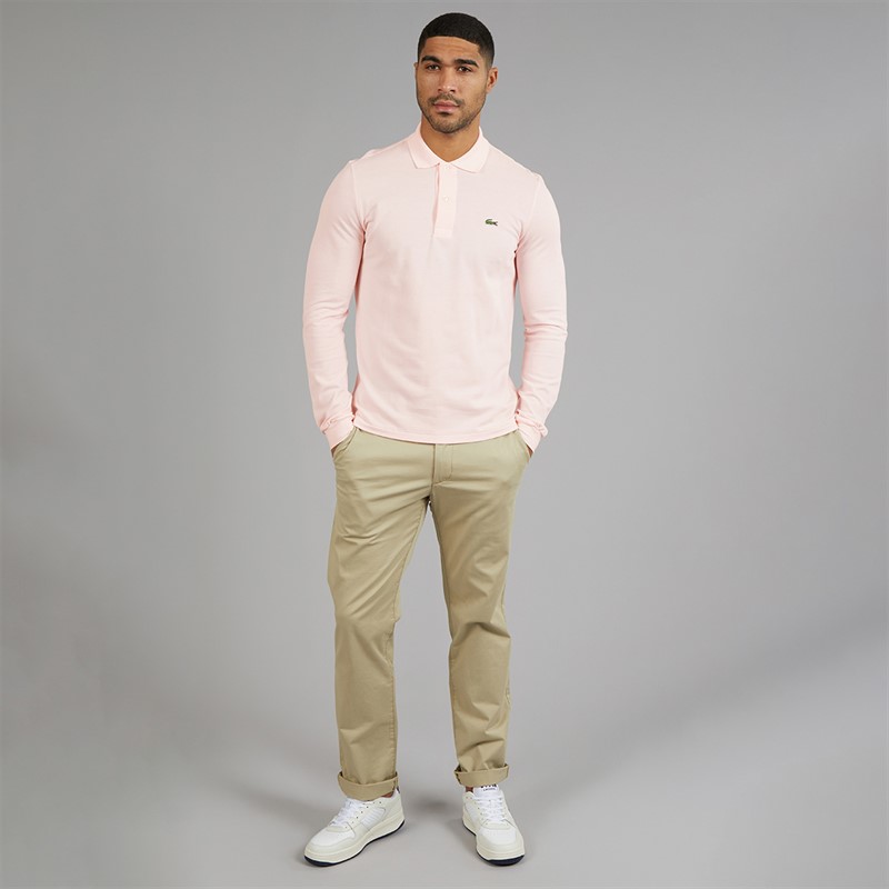 Lacoste Mens Classic Fit Long Sleeve Polo Shirt Light Pink