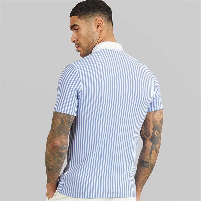 Lacoste Mens Stripe Polo Shirt Blue/White