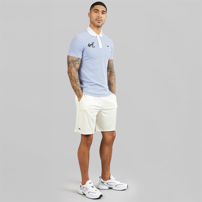 Lacoste Mens Stripe Polo Shirt Blue/White